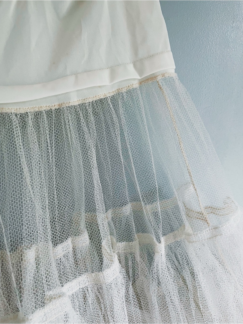 Vintage Penney’s White Crinoline Petticoat Slip Teen 14 Ruffled Mesh Full Skirt - Picture 5 of 11